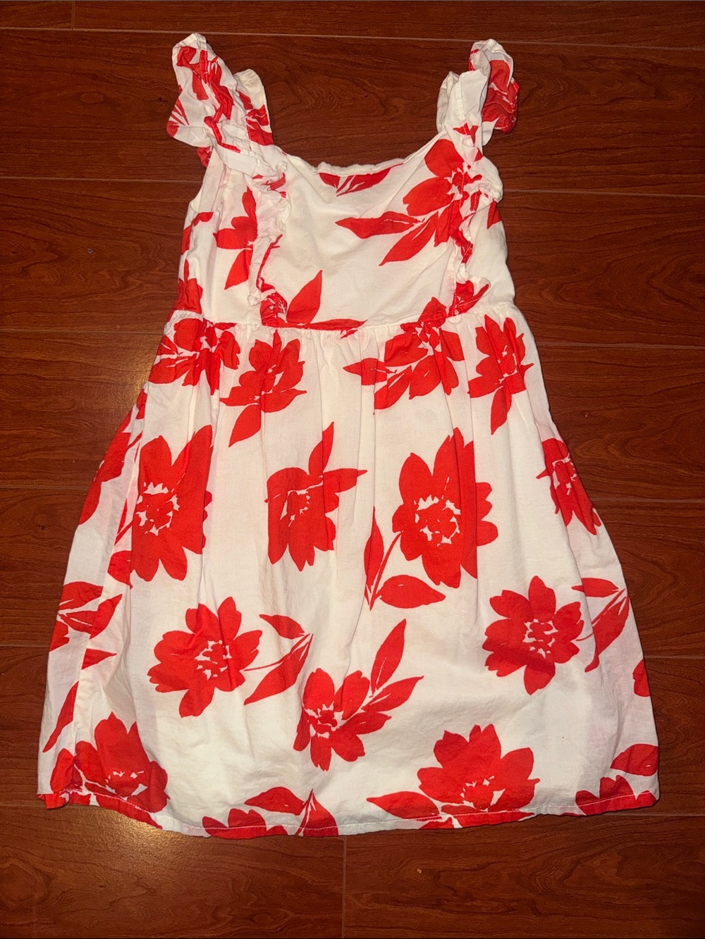 Carter's White Dress with Bright Red Floral Print